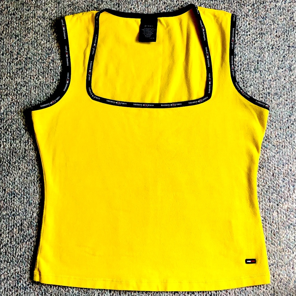 Yellow Tommy Hilfiger tank/crop length.